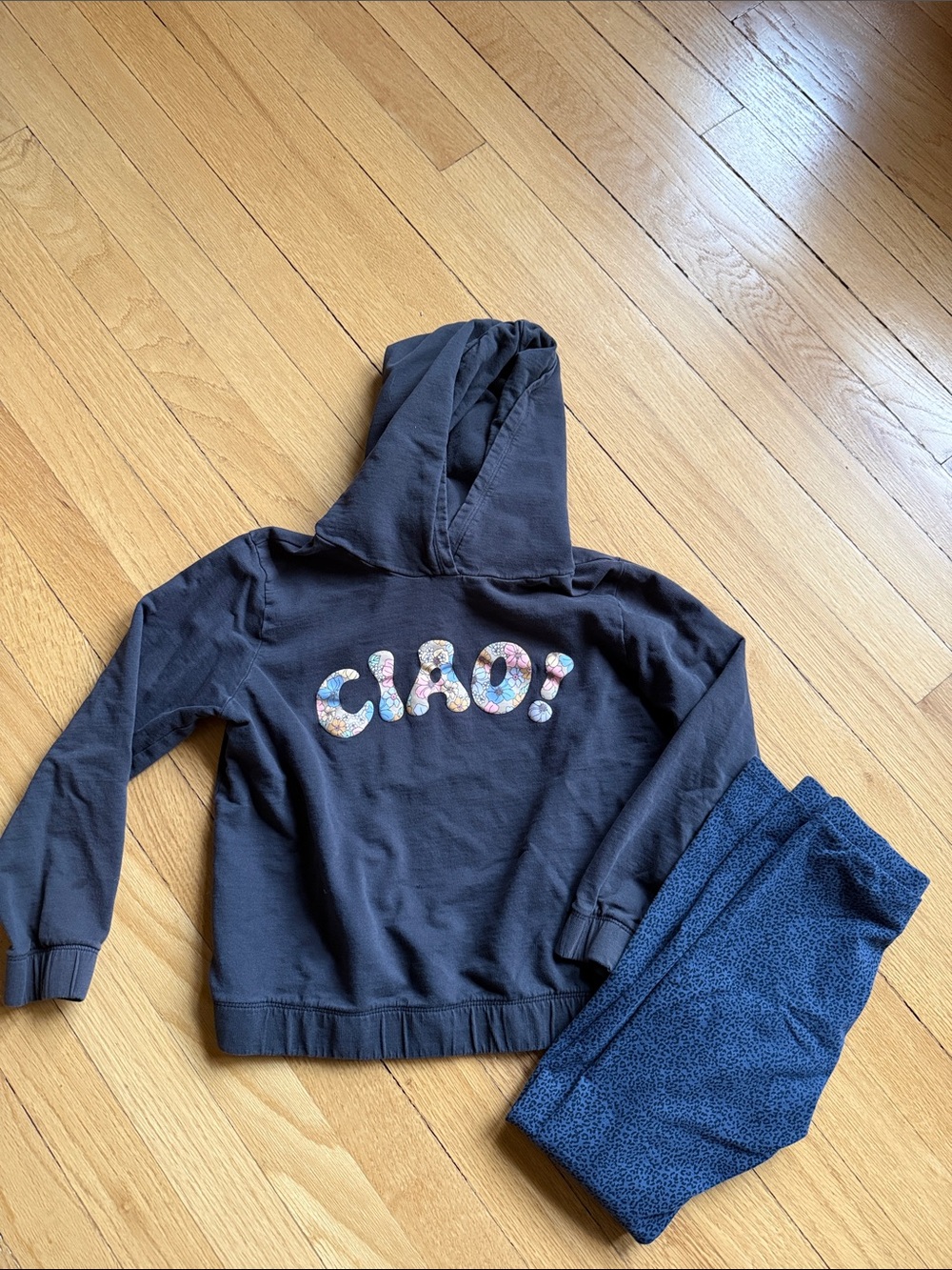 Black Hoodie with 'CIAO!' Floral Lettering